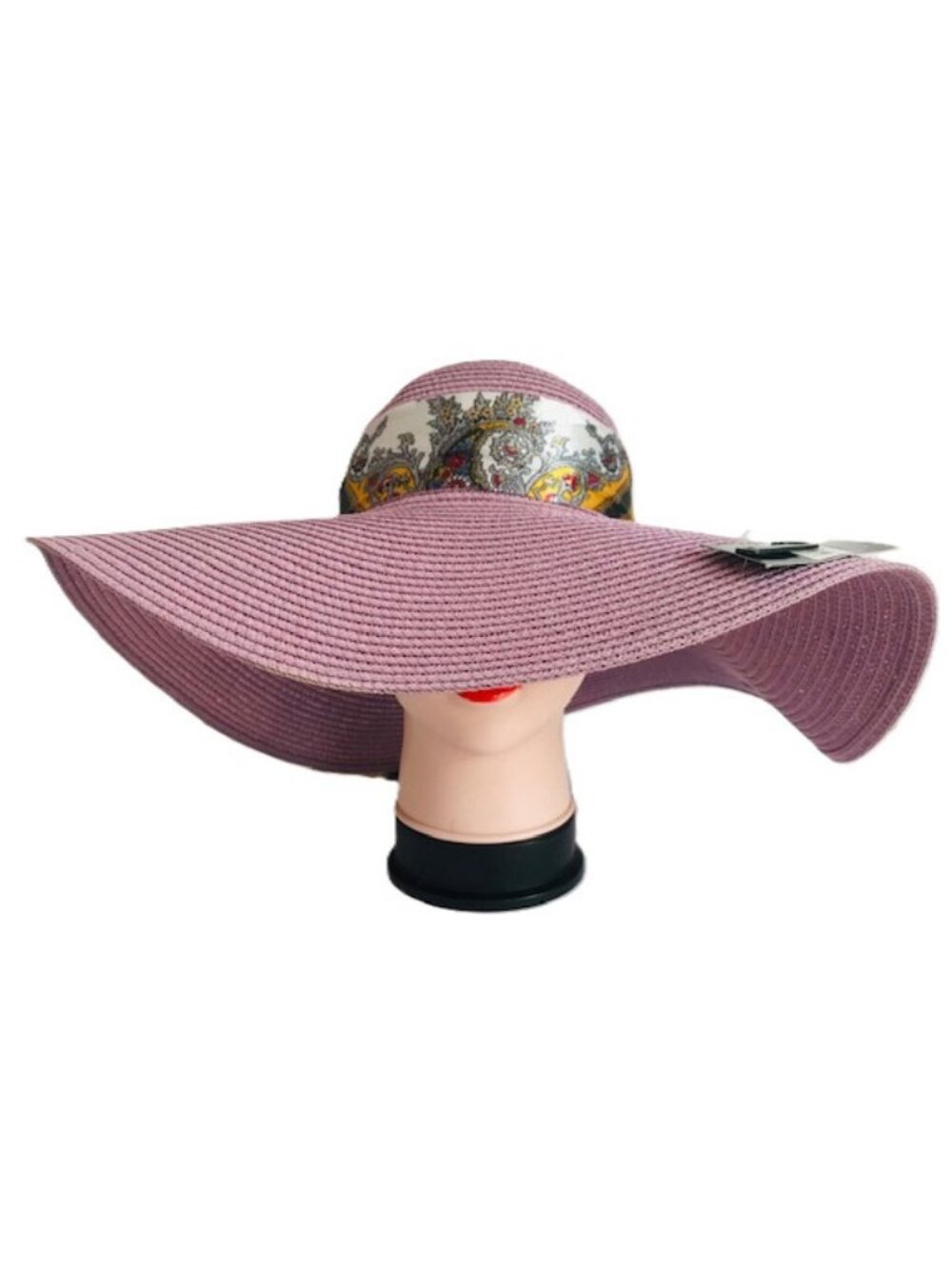 Women Floppy Straw Sun Wide Brim Roll-Up Large Travel Beach Hat - Lilac
